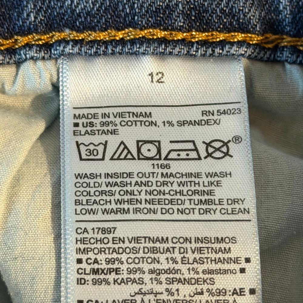 Old Navy Boyfriend Straight Jeans Women 12 Blue Distressed Raw Hem - Picture 5 of 6